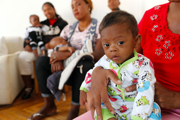 Families waiting for a consultation in Madagascar